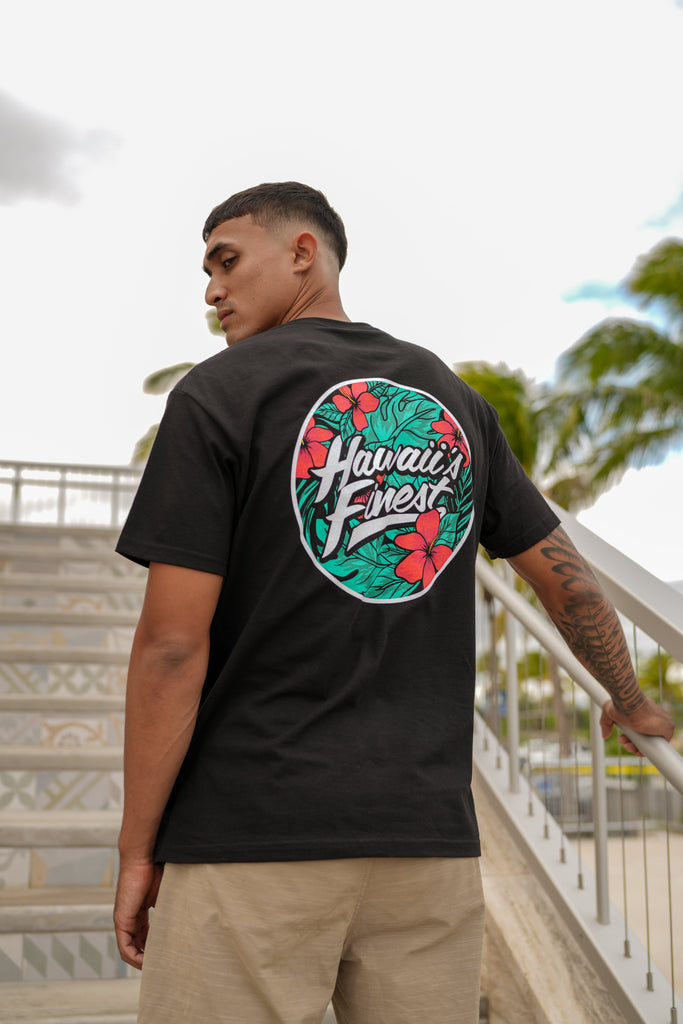HIBISCUS CREST GREEN T-SHIRT Shirts Hawaii's Finest MEDIUM 