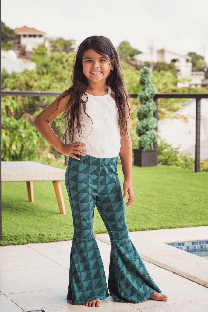 KAULIKE KEIKI GREEN FLARED PANTS Shirts Hawaii's Finest XX-SMALL 