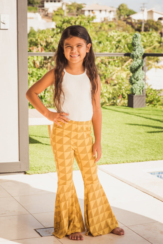 KAULIKE KEIKI YELLOW FLARED PANTS Shirts Hawaii's Finest XX-SMALL 
