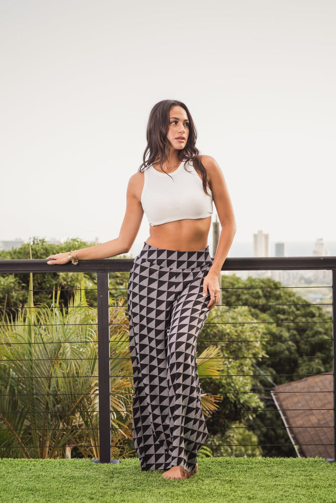 KAULIKE WOMEN'S BLACK & WHITE PALAZZO PANTS Shirts Hawaii's Finest X-SMALL 