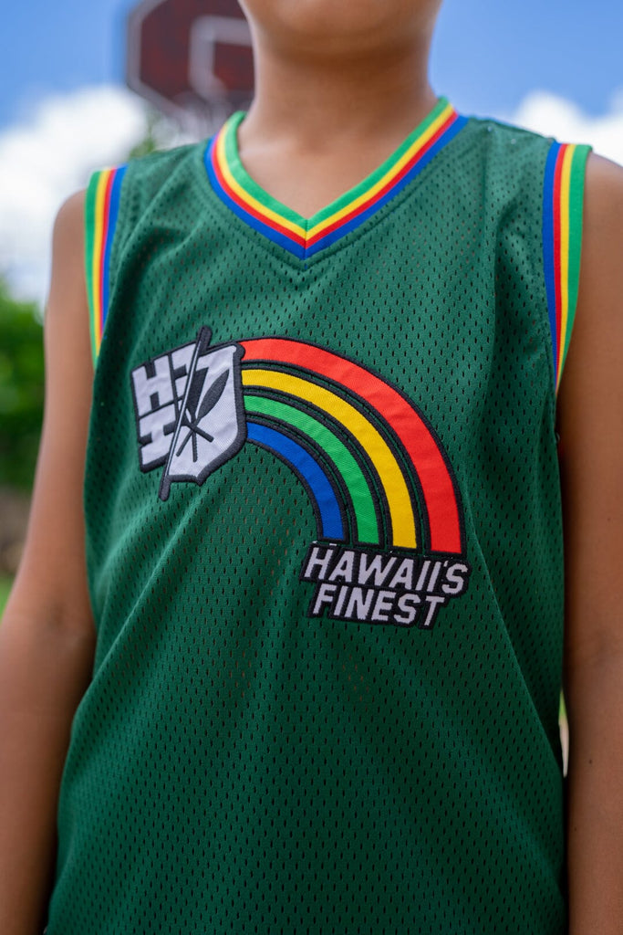 KEIKI GREEN RAINBOW BASKETBALL JERSEY Jersey Hawaii's Finest 