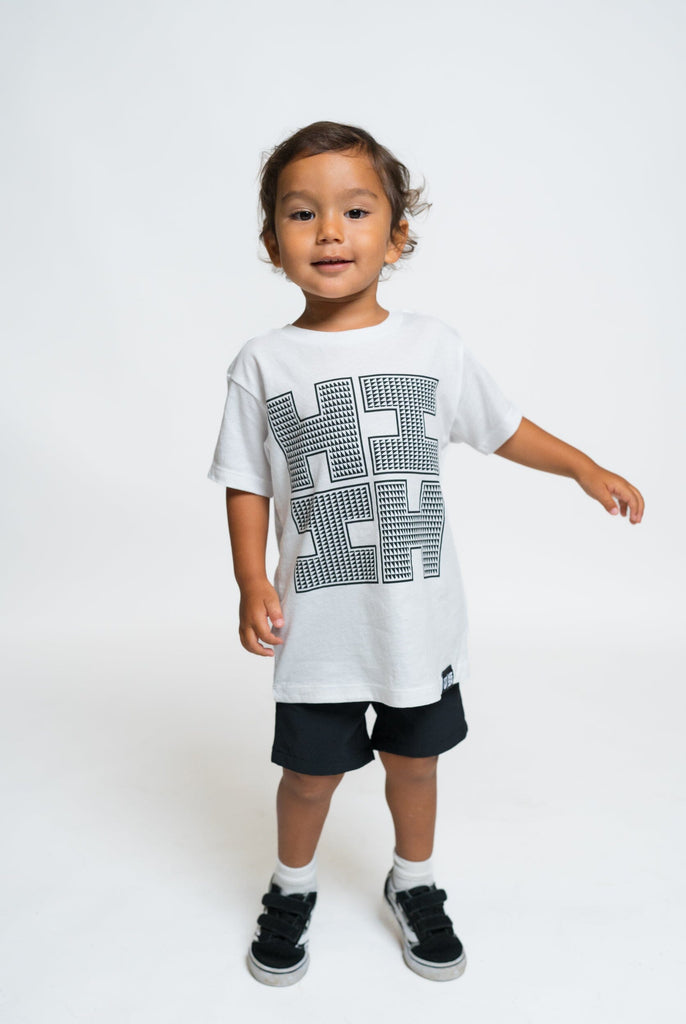KEIKI LOGO TRIANGLES WHITE T-SHIRT Shirts Hawaii's Finest 