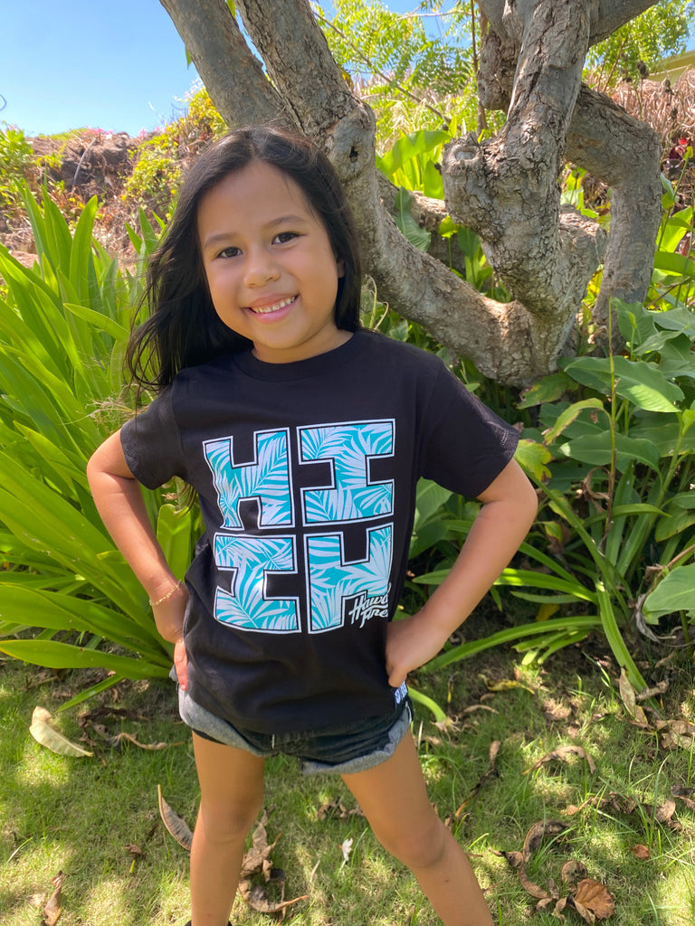 KEIKI PALMS LOGO TEAL T-SHIRT Shirts Hawaii's Finest XX-SMALL 