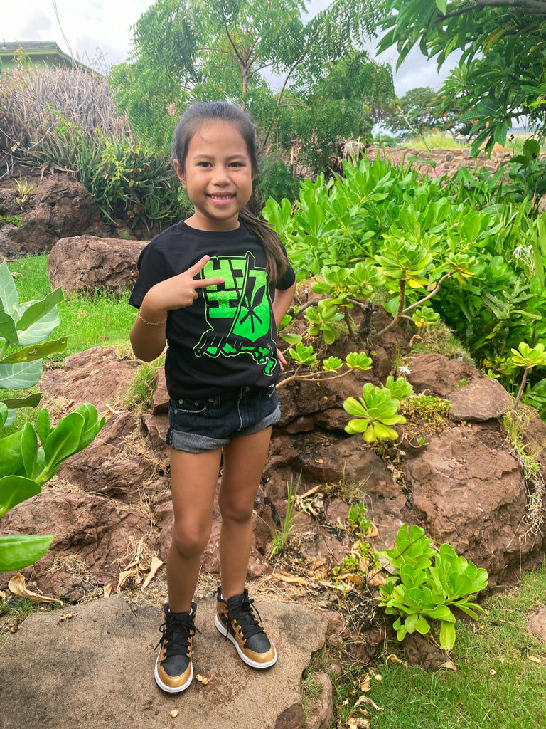KEIKI SPLIT ISLANDS GREEN T-SHIRT Shirts Hawaii's Finest XX-SMALL 