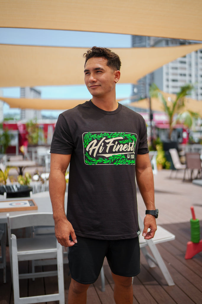 LEI SCRIPT GREEN T-SHIRT Shirts Hawaii's Finest MEDIUM 