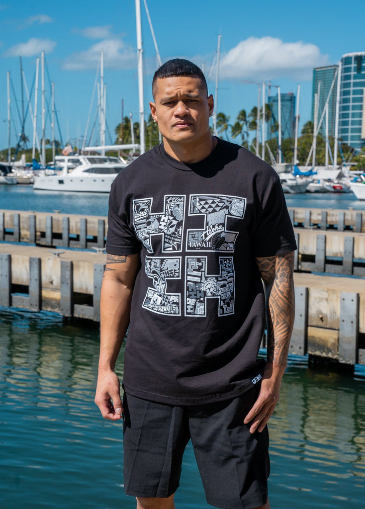 LOGO BOMB GRAYSCALE T-SHIRT Shirts Hawaii's Finest MEDIUM 