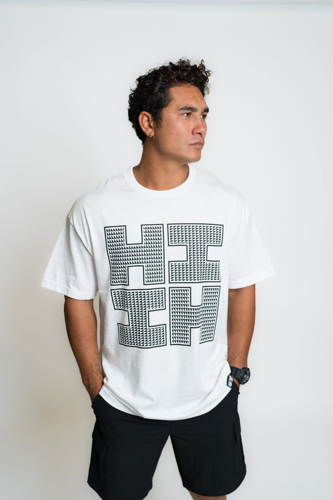 LOGO TRIANGLES WHITE T-SHIRT Shirts Hawaii's Finest MEDIUM 