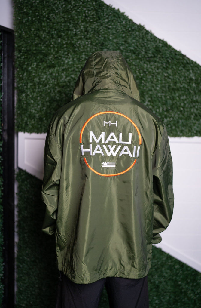 MAU OLIVE & ORANGE PULLOVER JACKET Jacket Mau Hawaii 