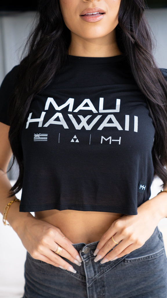 MAU WOMEN'S STACK BLACK & GRAY TOP Shirts Mau Hawaii 