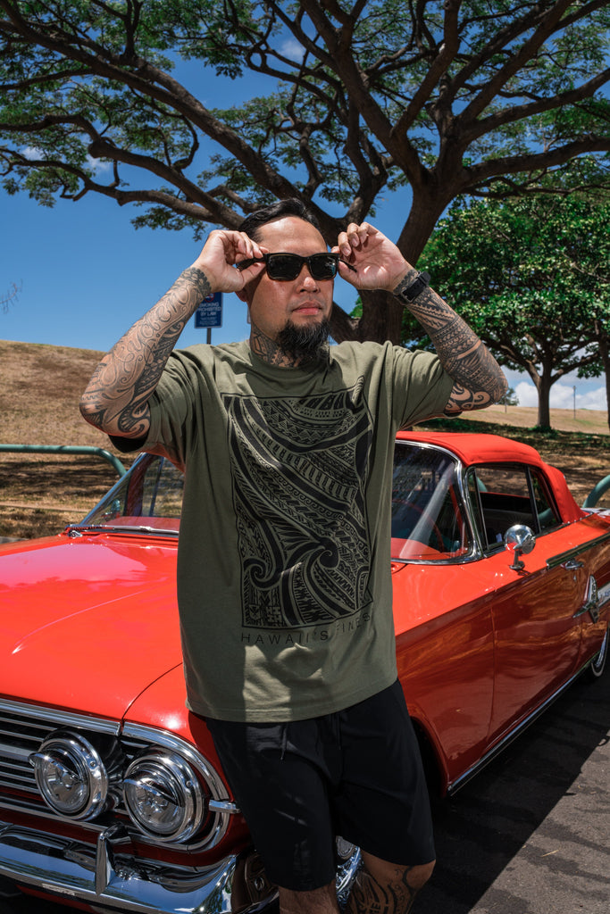 OLIVE BONG TRIBAL FRAME T-SHIRT Shirts Hawaii's Finest 