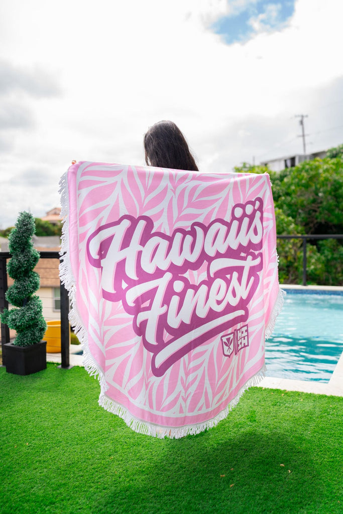 PINK LEAVES CIRCLE TOWEL Utility Hawaii's Finest 