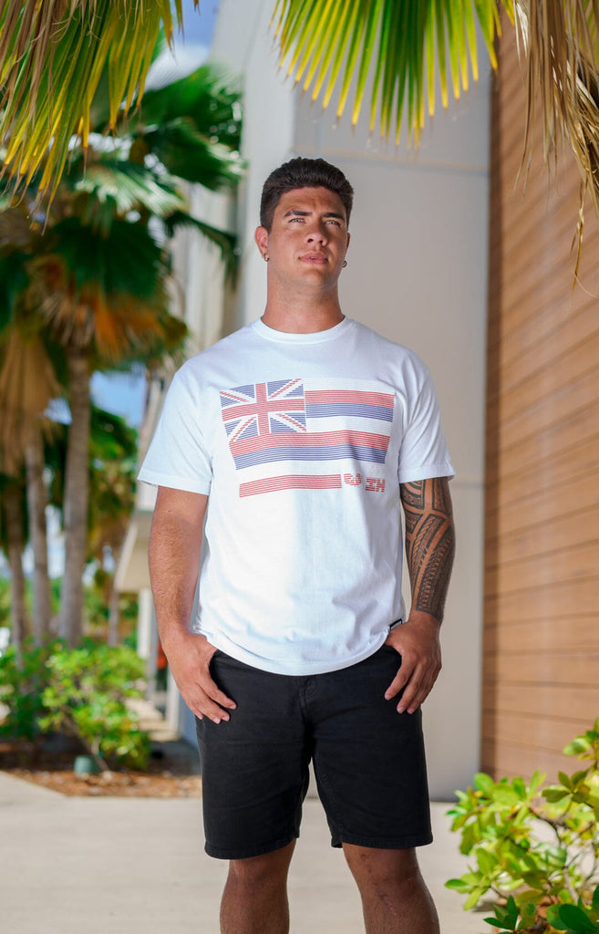 PUFF FLAG WHITE T-SHIRT Shirts Hawaii's Finest MEDIUM 