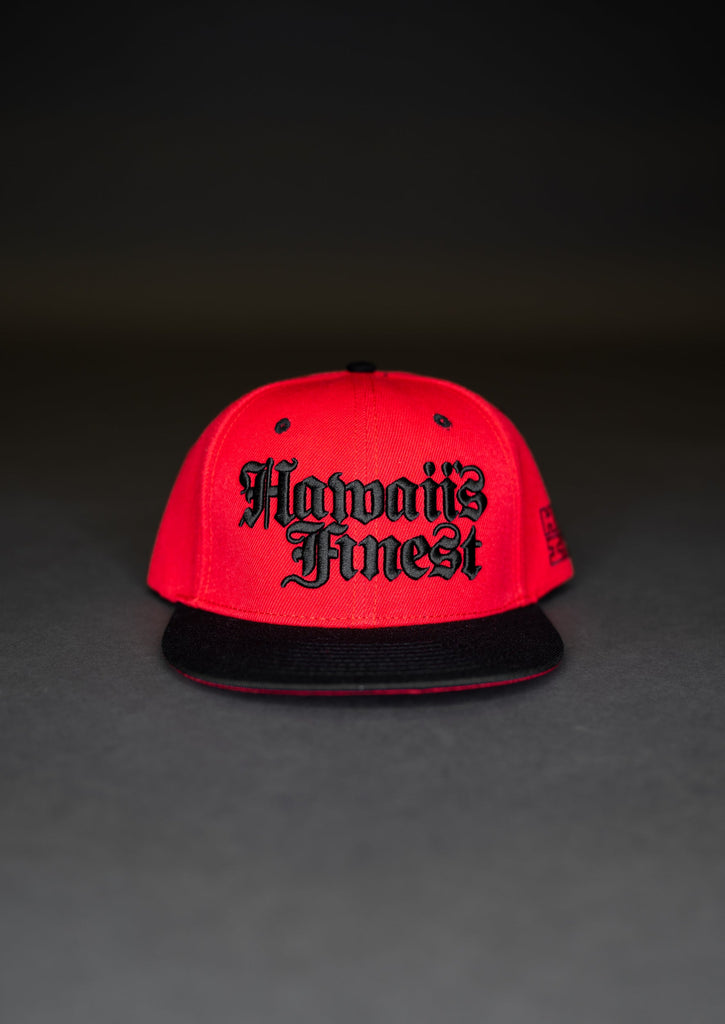 RED & BLACK OLD ENGLISH HAT Hat Hawaii's Finest 