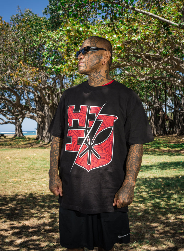 RED BONG TRIBAL SPLIT LOGO T-SHIRT Shirts Hawaii's Finest MEDIUM 