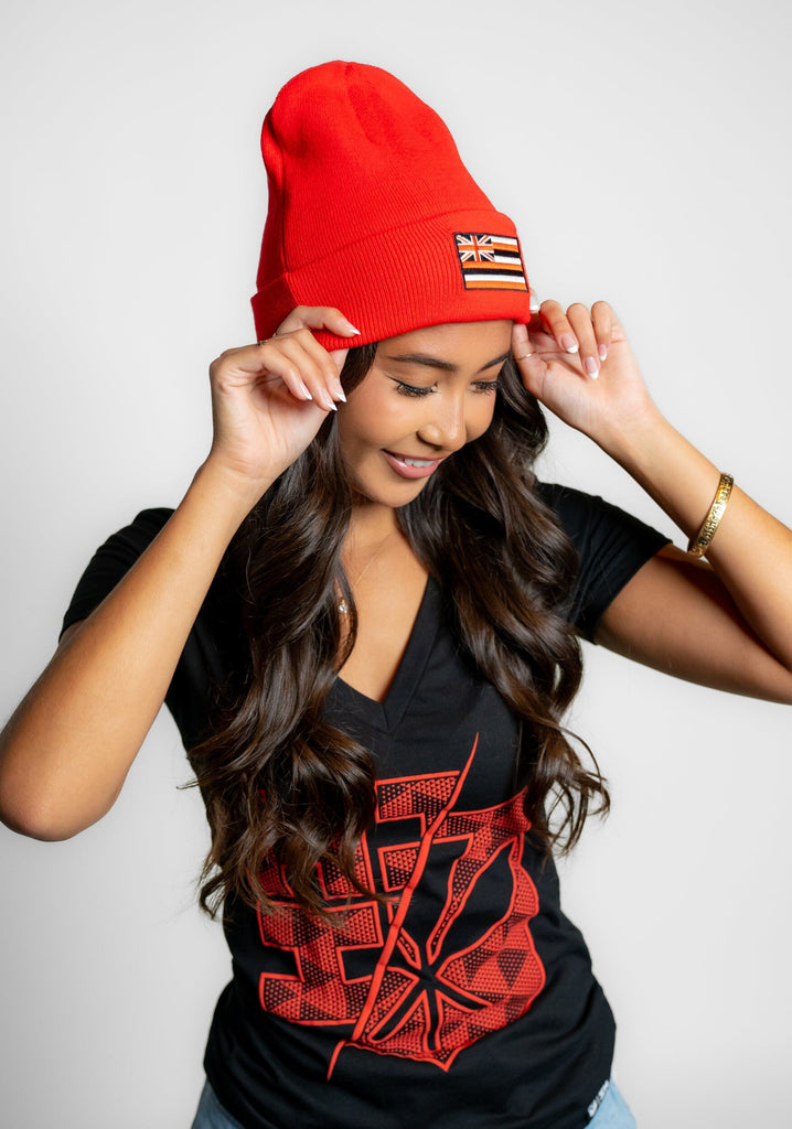 RED FLAG BEANIE Hat Hawaii's Finest 