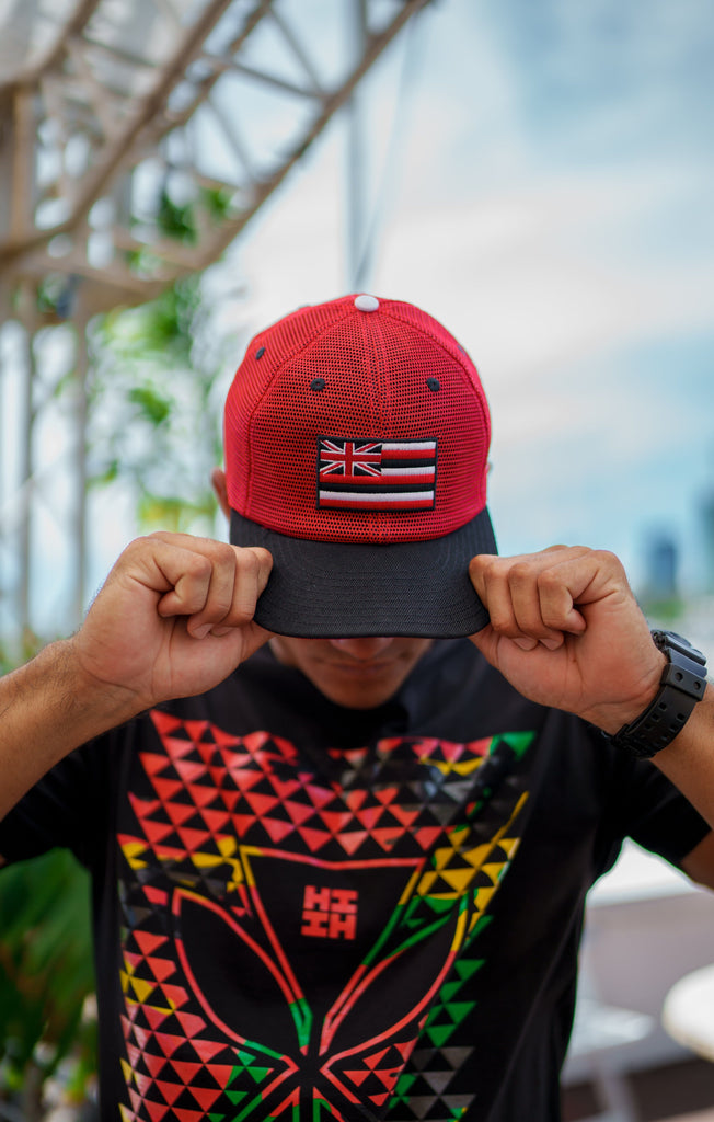 RED MESH FLAG HAT Hat Hawaii's Finest 