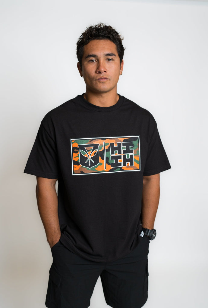 SIMPLE CAMO ORANGE T-SHIRT Shirts Hawaii's Finest MEDIUM 