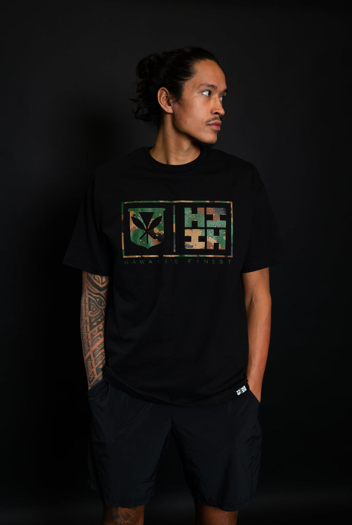 SIMPLE CAMO WOODLAND T-SHIRT Shirts Hawaii's Finest MEDIUM 