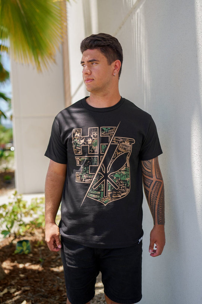 SPLIT CAMO BOMB WOODLAND T-SHIRT Shirts Hawaii's Finest MEDIUM 