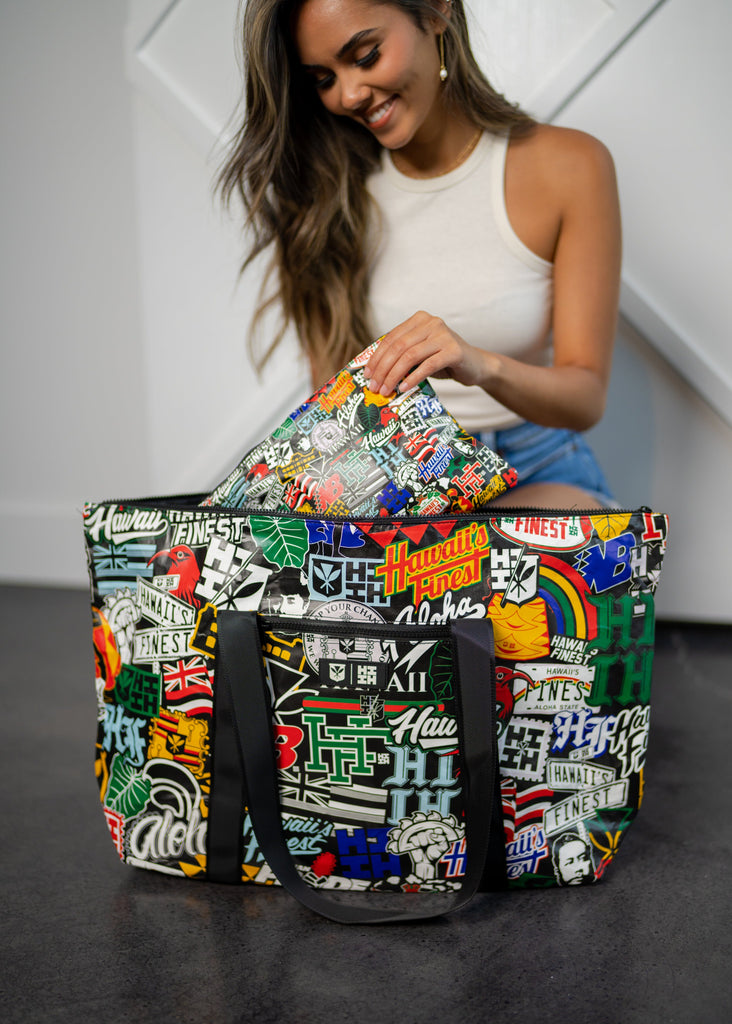 STICKERBOMB HIFI-VEK TOTE & POUCH SET Bags Hawaii's Finest 