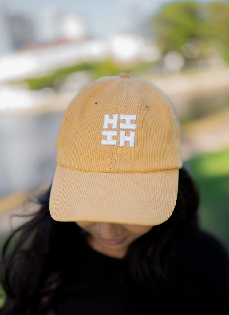 TAN & WHITE HIFI LOGO CORDUROY DAD CAP Hat Hawaii's Finest 