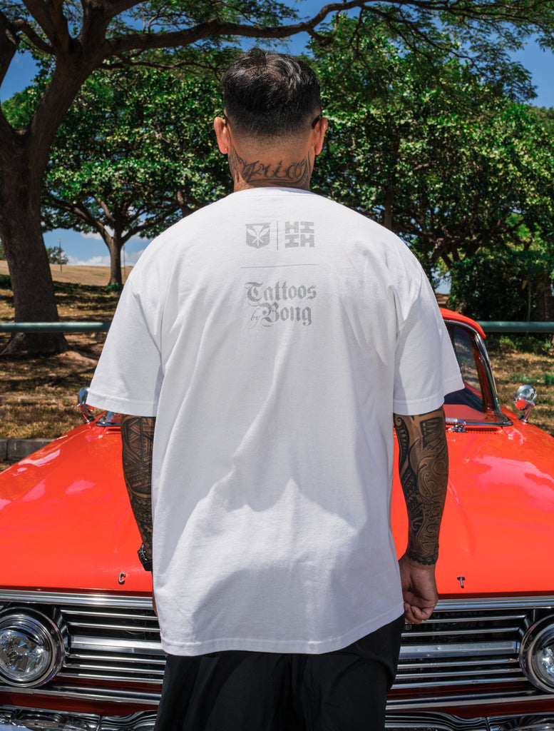 WHITE BONG TRIBAL FRAME T-SHIRT Shirts Hawaii's Finest 