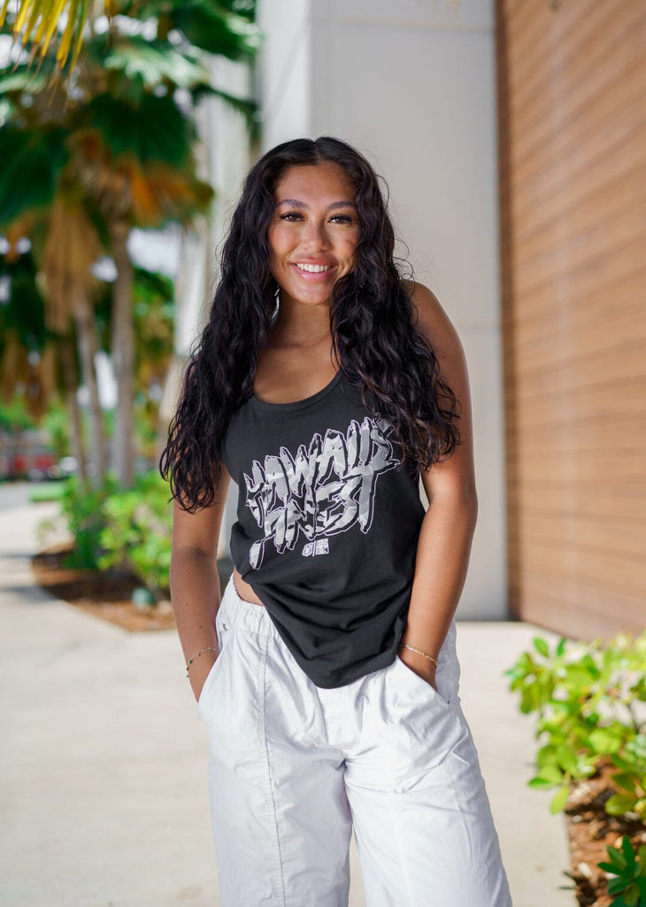 WOMEN'S BRUSH CAMO SCRIPT GRAYS TOP Shirts Hawaii's Finest 