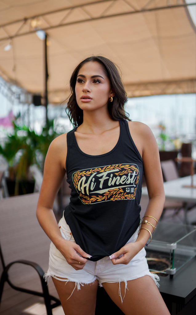 WOMEN'S LEI SCRIPT RUST TOP Shirts Hawaii's Finest SMALL 