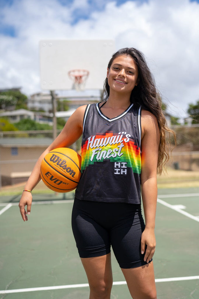 WOMEN'S RED & GREEN GRADIENT BASKETBALL JERSEY Jersey Hawaii's Finest 