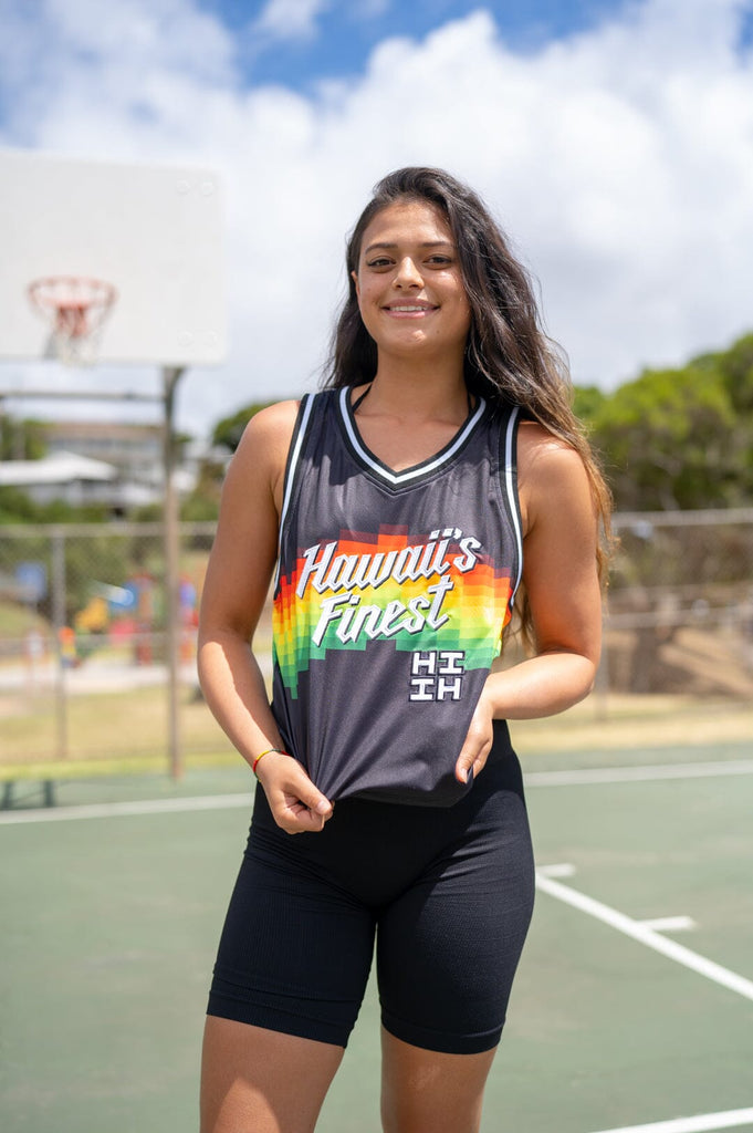WOMEN'S RED & GREEN GRADIENT BASKETBALL JERSEY Jersey Hawaii's Finest X-SMALL 