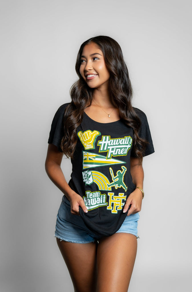 WOMEN'S SPORT SET FOREST GOLD TOP Shirts Hawaii's Finest SMALL 